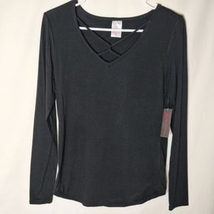 NWT Criss cross detail long sleeve top